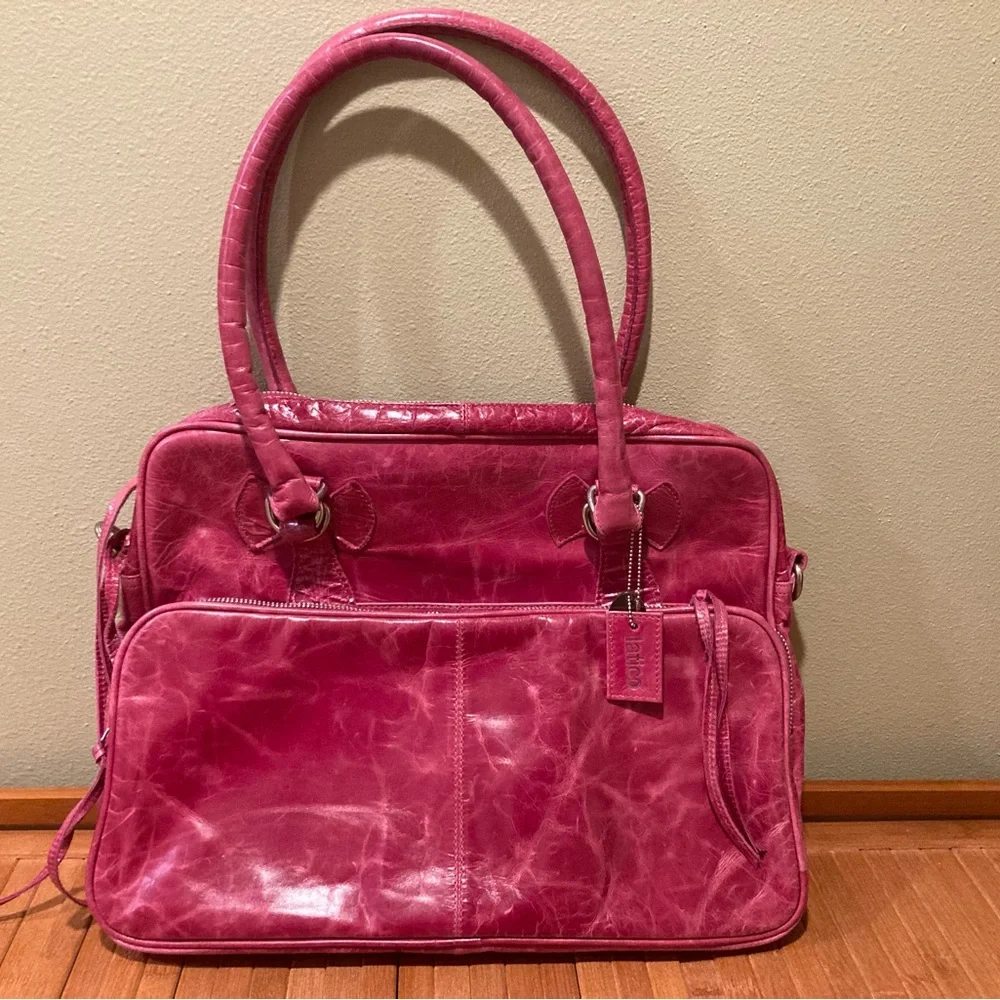 Chic Pink Leather Handbag